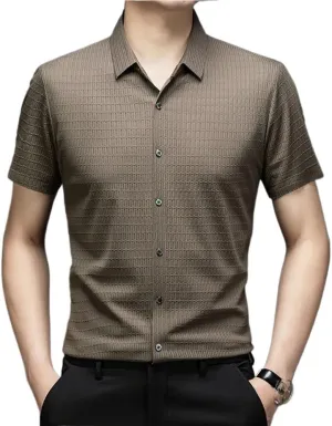Men Summer Casual Shirt Short Sleeve Solid Color Comfortable Breathable Lightweight Versatile Shirts for Men