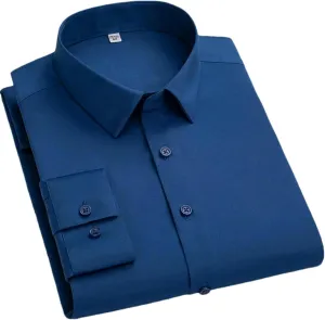Men's Anti-Wrinkle No-Iron Stretch Shirt Long Sleeve Breathable Formal Business Office Casual Party Men's Shirts