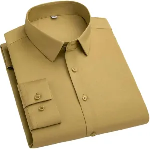 Men's Anti-Wrinkle No-Iron Stretch Shirt Long Sleeve Breathable Formal Business Office Casual Party Men's Shirts
