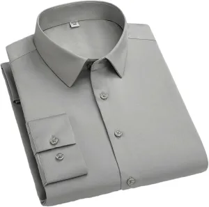 Men's Anti-Wrinkle No-Iron Stretch Shirt Long Sleeve Breathable Formal Business Office Casual Party Men's Shirts