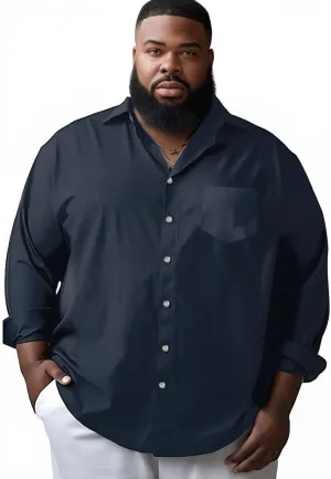 Men's Big and Tall Dress Shirts Casual Button Down Shirt Long Sleeve Stretch Shirt Work Shirts with Pocket 4XL-8XL