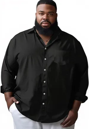 Men's Big and Tall Dress Shirts Casual Button Down Shirt Long Sleeve Stretch Shirt Work Shirts with Pocket 4XL-8XL