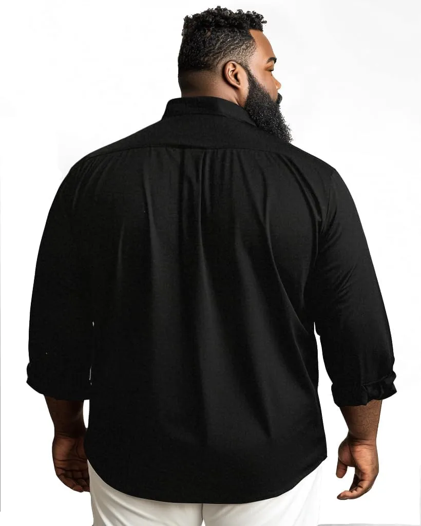 Men's Big and Tall Dress Shirts Casual Button Down Shirt Long Sleeve Stretch Shirt Work Shirts with Pocket 4XL-8XL