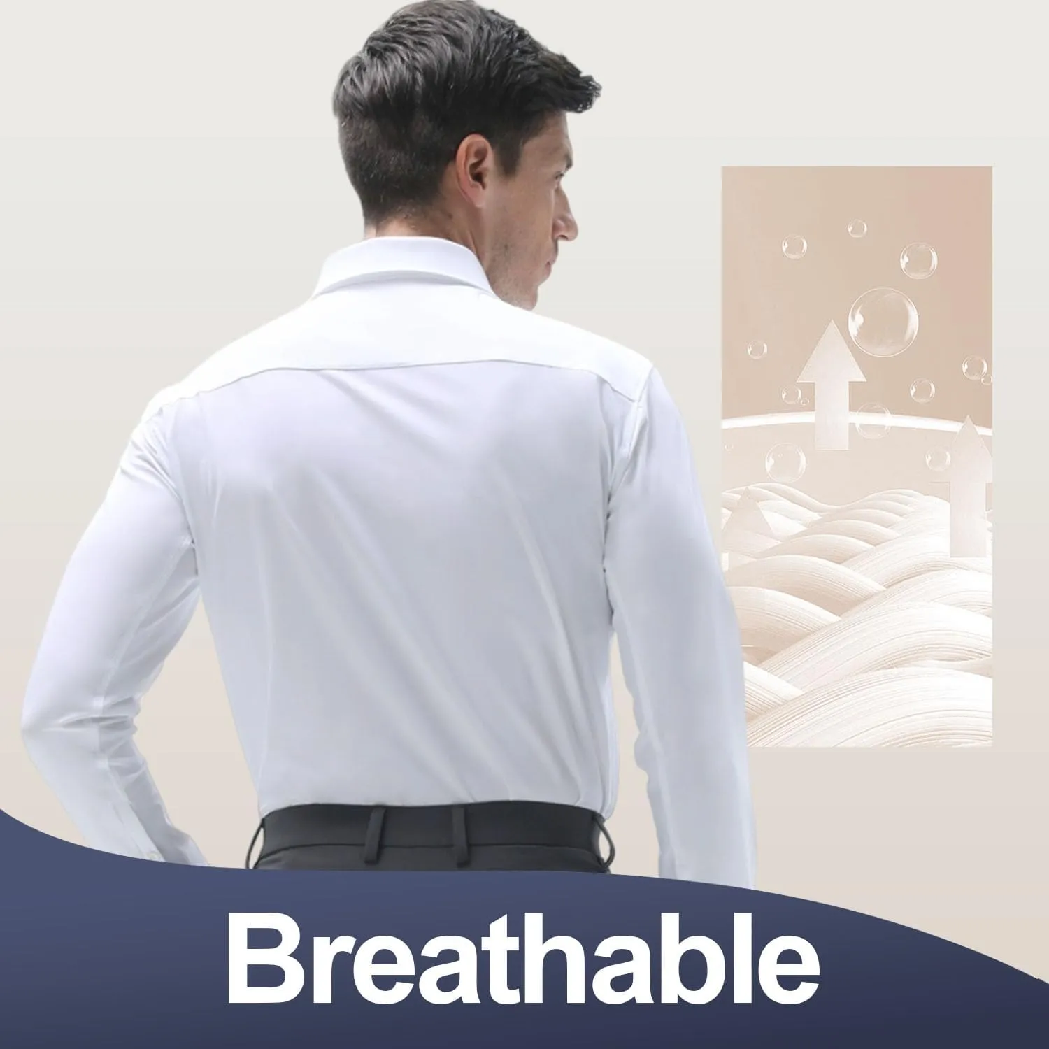 Men's Dress Stretch Stain Shield Shirts Long Sleeve Button Down Wrinkle Free Solid Breatheable Casual Business Shirt