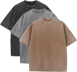 Men's Oversized T-Shirts Unisex Vintage Tees Acid Wash Cotton Tshirt Short Sleeve Casual Shirt