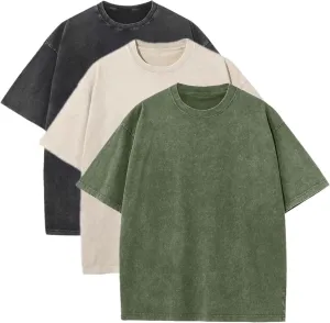 Men's Oversized T-Shirts Unisex Vintage Tees Acid Wash Cotton Tshirt Short Sleeve Casual Shirt