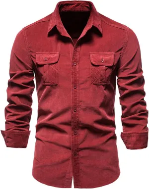 Men's Shirt Autumn Cotton Classic Japanese Corduroy Men Business Shirt Slim Fit Casual Shirts Clothing Long Sleeve Jacket