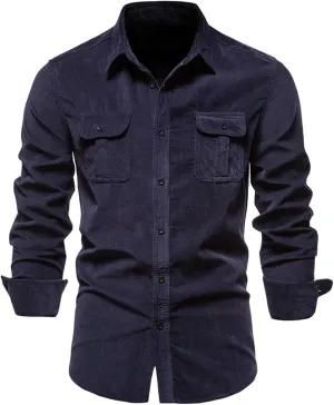 Men's Shirt Autumn Cotton Classic Japanese Corduroy Men Business Shirt Slim Fit Casual Shirts Clothing Long Sleeve Jacket