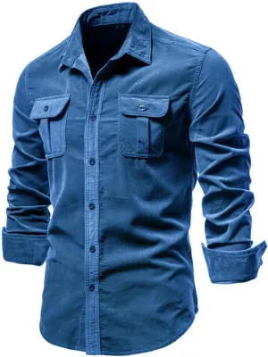 Men's Shirt Autumn Cotton Classic Japanese Corduroy Men Business Shirt Slim Fit Casual Shirts Clothing Long Sleeve Jacket