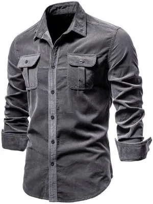 Men's Shirt Autumn Cotton Classic Japanese Corduroy Men Business Shirt Slim Fit Casual Shirts Clothing Long Sleeve Jacket