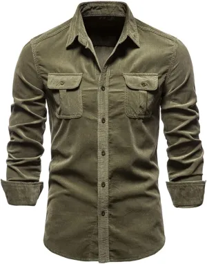 Men's Shirt Autumn Cotton Classic Japanese Corduroy Men Business Shirt Slim Fit Casual Shirts Clothing Long Sleeve Jacket