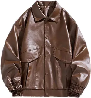 Men's Winter Leather Casual Lapel Business Shirt Outdoor Sports Youth Motorcycle Jacket