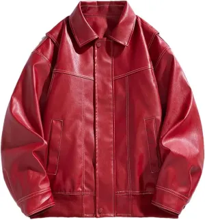 Men's Winter Leather Jacket Lapel Business Shirt Outdoor Sports Youth Motorcycle Jacket
