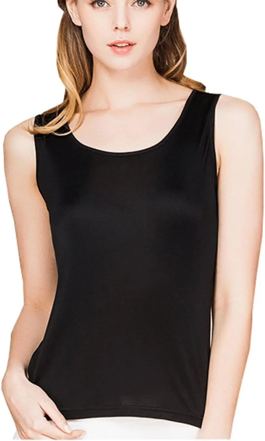 METWAY Womens Silk Tank Tops/Mulberry Silk Sleeveless Blouses/Summer Real Silk Sleeveless T-Shirt