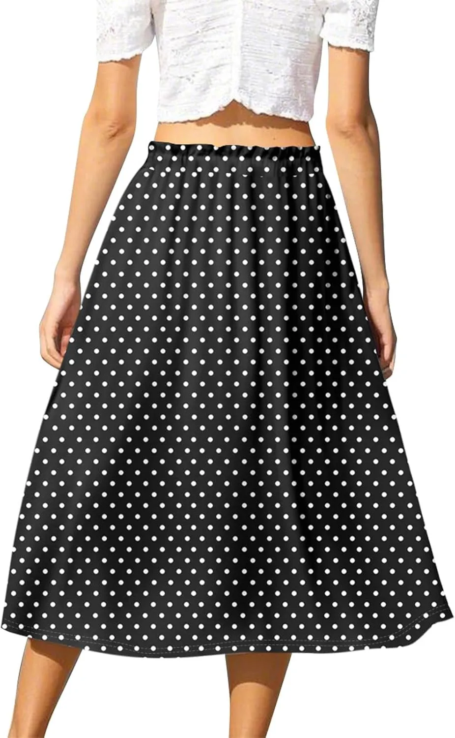 Midi Skirts for Women,2025 Summer Flowy Elastic High Waist A Line Skirts Elegant Beach Floral Outfits
