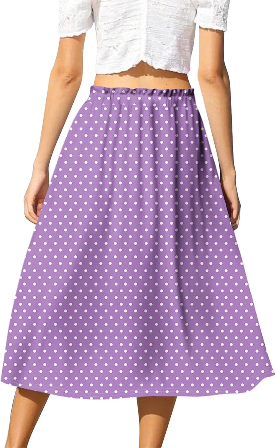 Midi Skirts for Women,2025 Summer Flowy Elastic High Waist A Line Skirts Elegant Beach Floral Outfits
