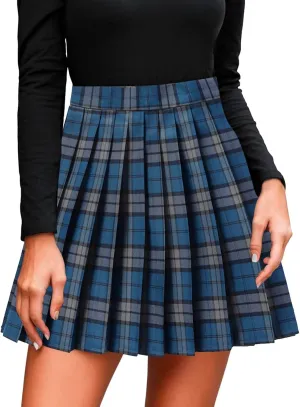 Mini Pleated Skirts for Women High Waisted School A-Line Skirts Casual Uniform Mini Skirt