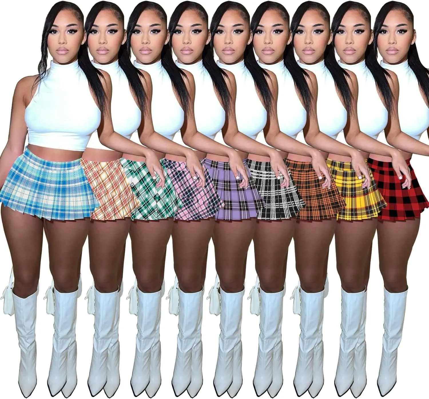 Mini Pleated Skirts for Women Womens Cargo Tennis Skirt Y2k Skater Trendy Girl Sexy Club School Skort 2025 New