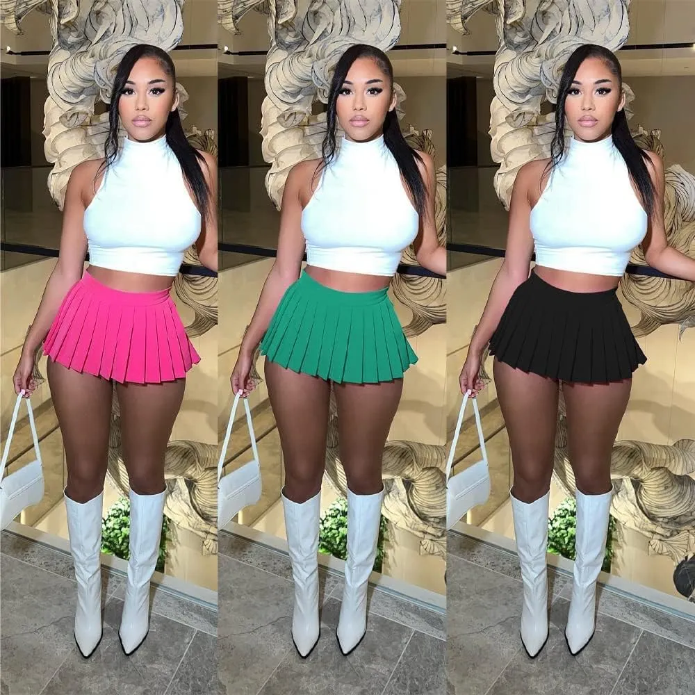 Mini Pleated Skirts for Women Womens Cargo Tennis Skirt Y2k Skater Trendy Girl Sexy Club School Skort 2025 New