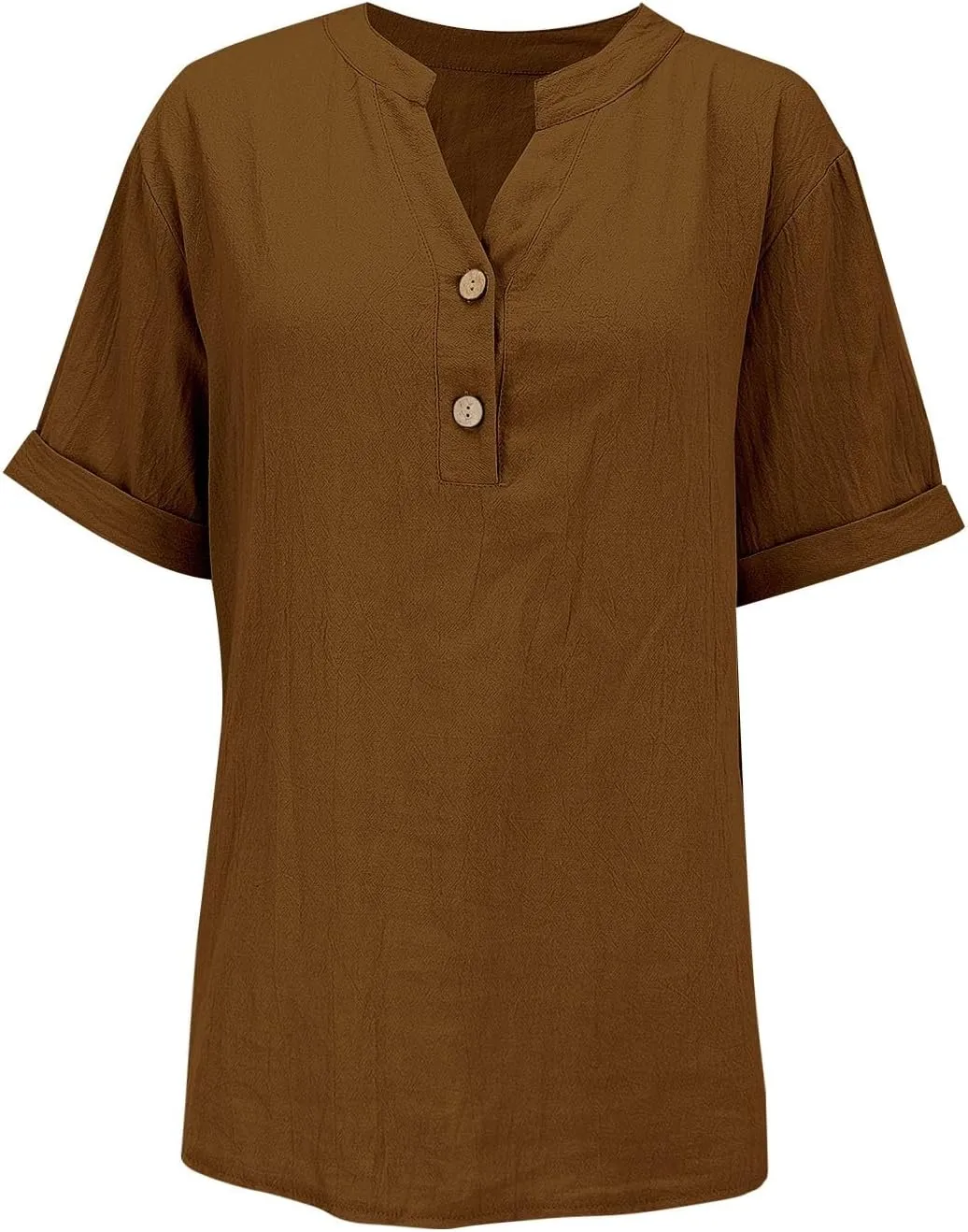 Miyaomn Women's Linen Tops Plus Size Summer Casual V Neck Blouses Short Sleeve Button Down Shirts 2025 Trendy Clothes Outfits