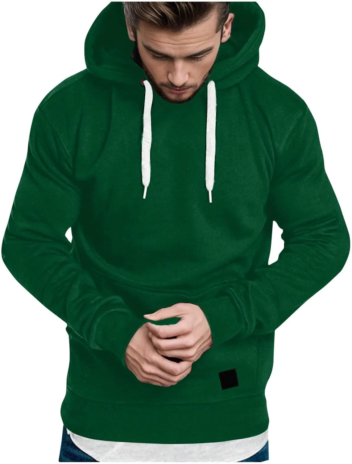 Muscularfit Sweatshirts for Men Hoodies Causal Fashion Long Sleeve Solid Hooded Pullover Shirts Athletic Gym Workout Tee Tops