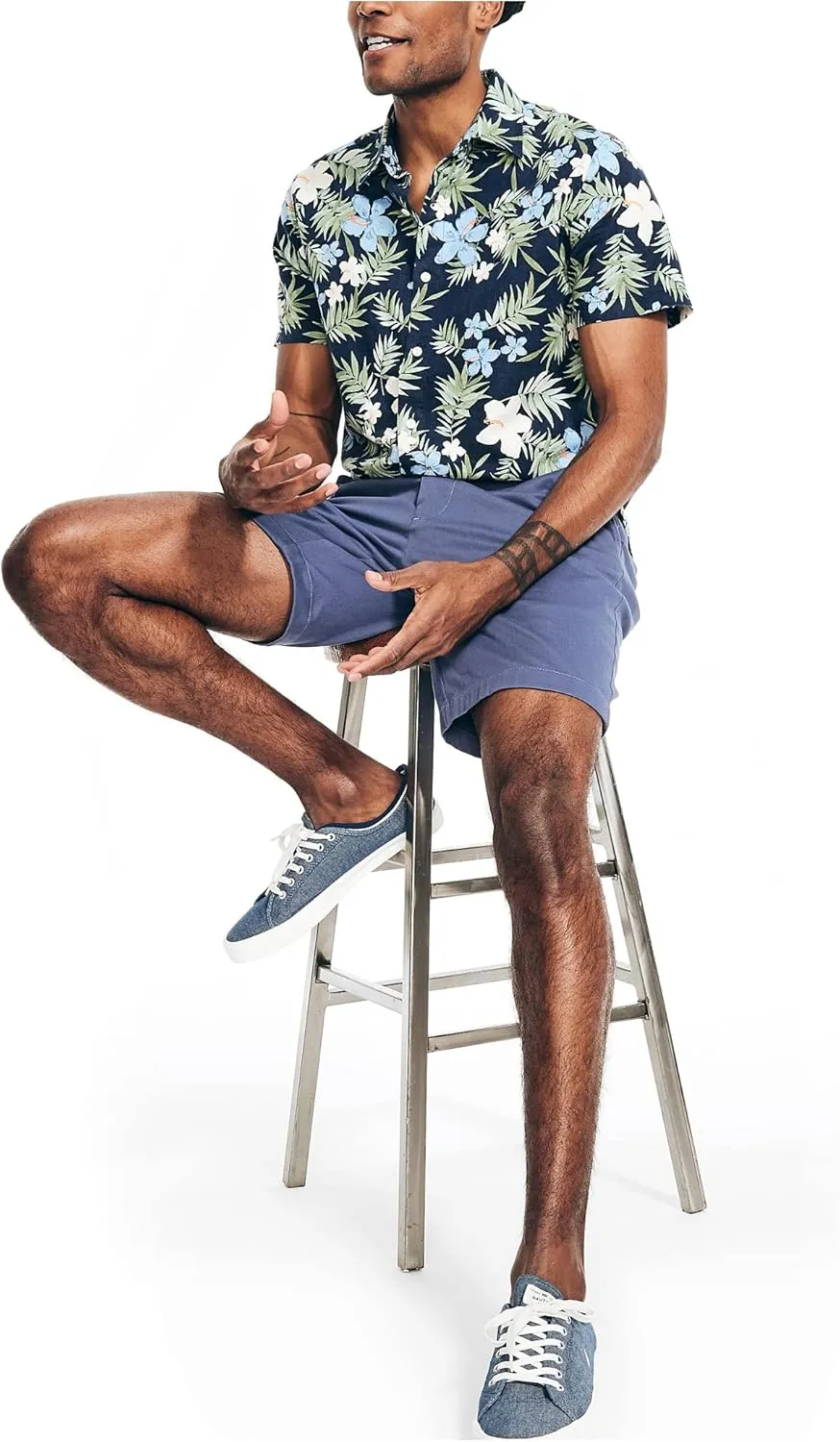 Nautica Men's Sustainably Crafted Printed Linen Short-Sleeve Shirt