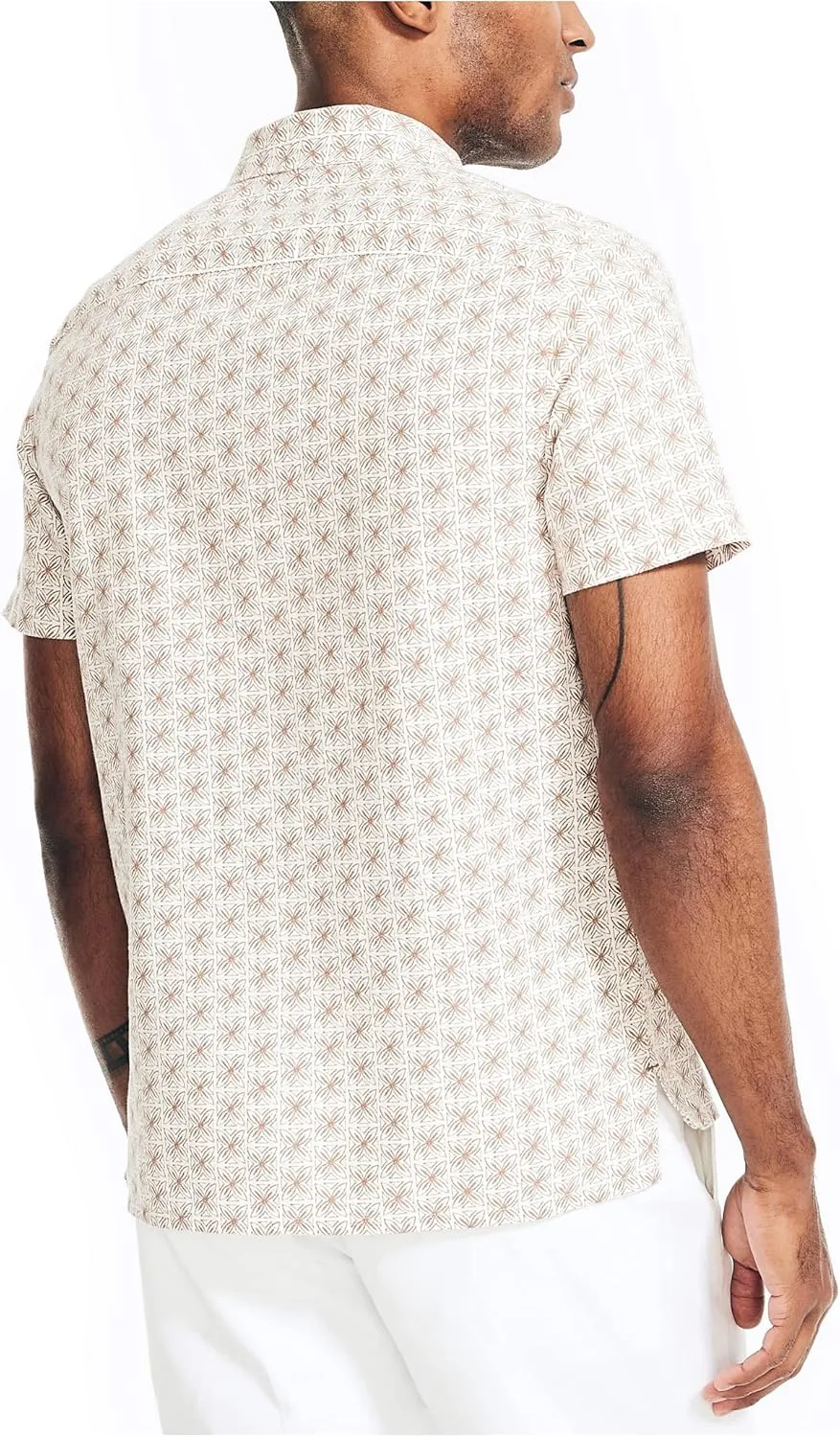 Nautica Men's Sustainably Crafted Printed Linen Short-Sleeve Shirt