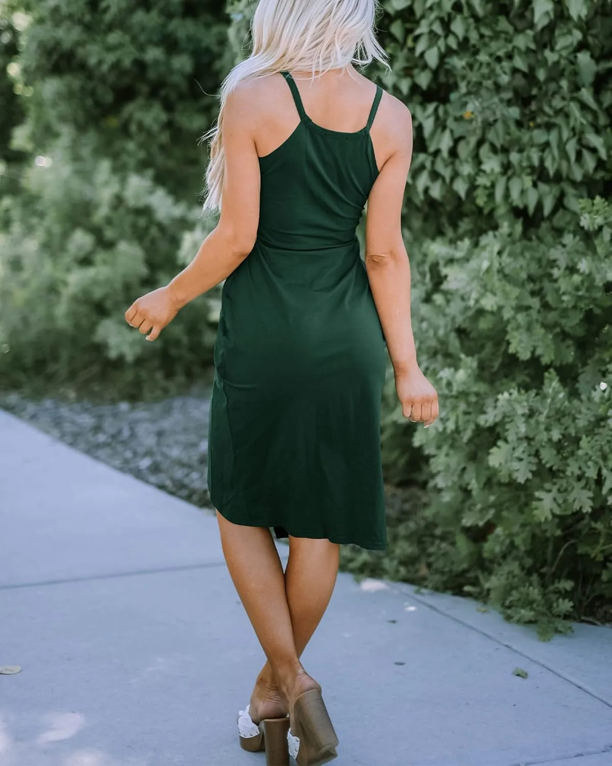 NOLLSOM Women Casual Sleeveless Striped Tank Midi Dresses Halter Neck Ruched Bodycon Dresses Tie Waist T Shirt Summer Dress