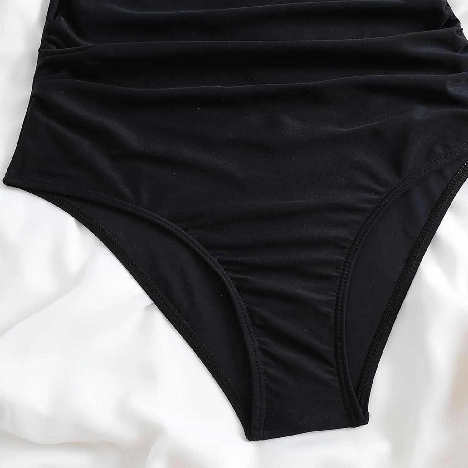 One Piece Swimsuit Women 2025 Tummy Control Cutout High Waisted Bathing Suit Color Block Wrap Tie Back Beach Swimwear