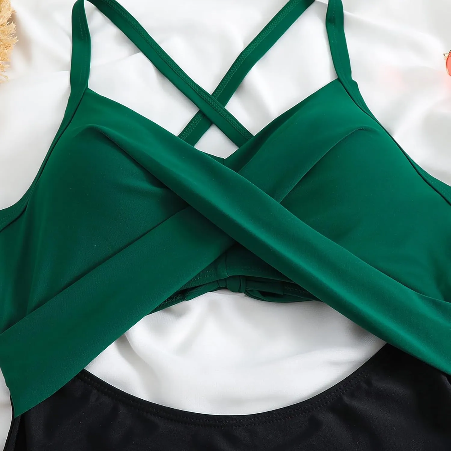 One Piece Swimsuit Women 2025 Tummy Control Cutout High Waisted Bathing Suit Color Block Wrap Tie Back Beach Swimwear