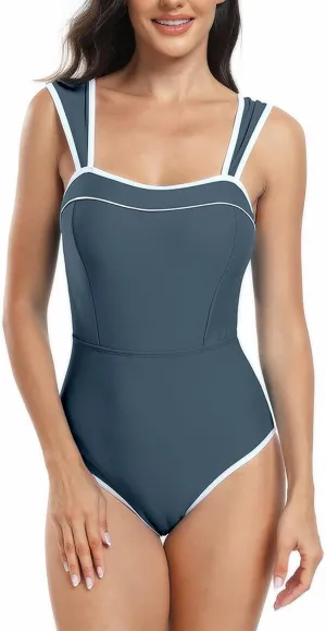 One Piece Swimsuit Women High Waisted Tummy Control Swimwear Slimming Swimsuits Backless Sexy Suspenders Bathing Suits
