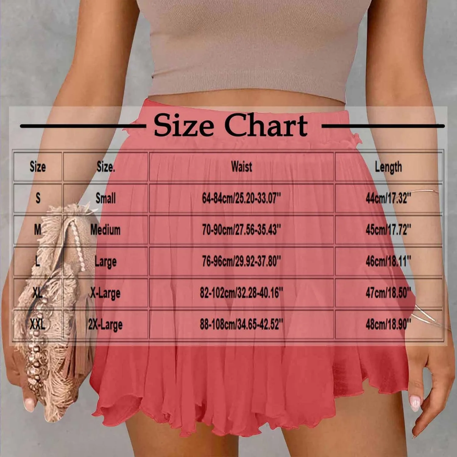 Oplxuo Women's Chiffon Flowy Shorts Casual Boho Ruffle Mini Skirts Pleated A-Line High Waist Cute Summer Trendy Skorts