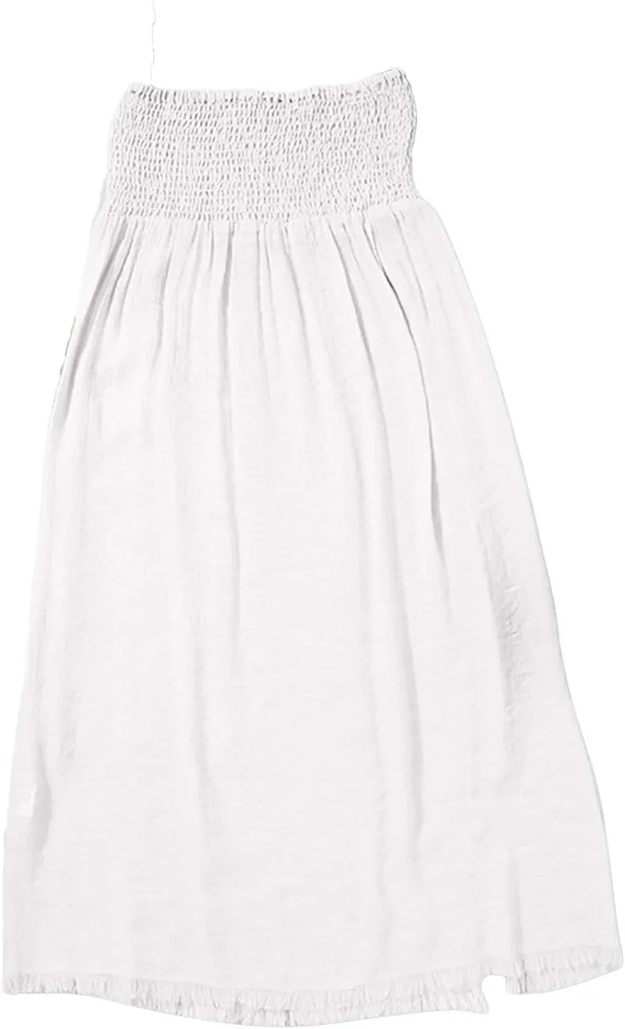 Oplxuo Womens Summer Maxi Skirt with High Slit Sexy See-Through Smocked Elastic Waist Beach Cover Up Long Skirts