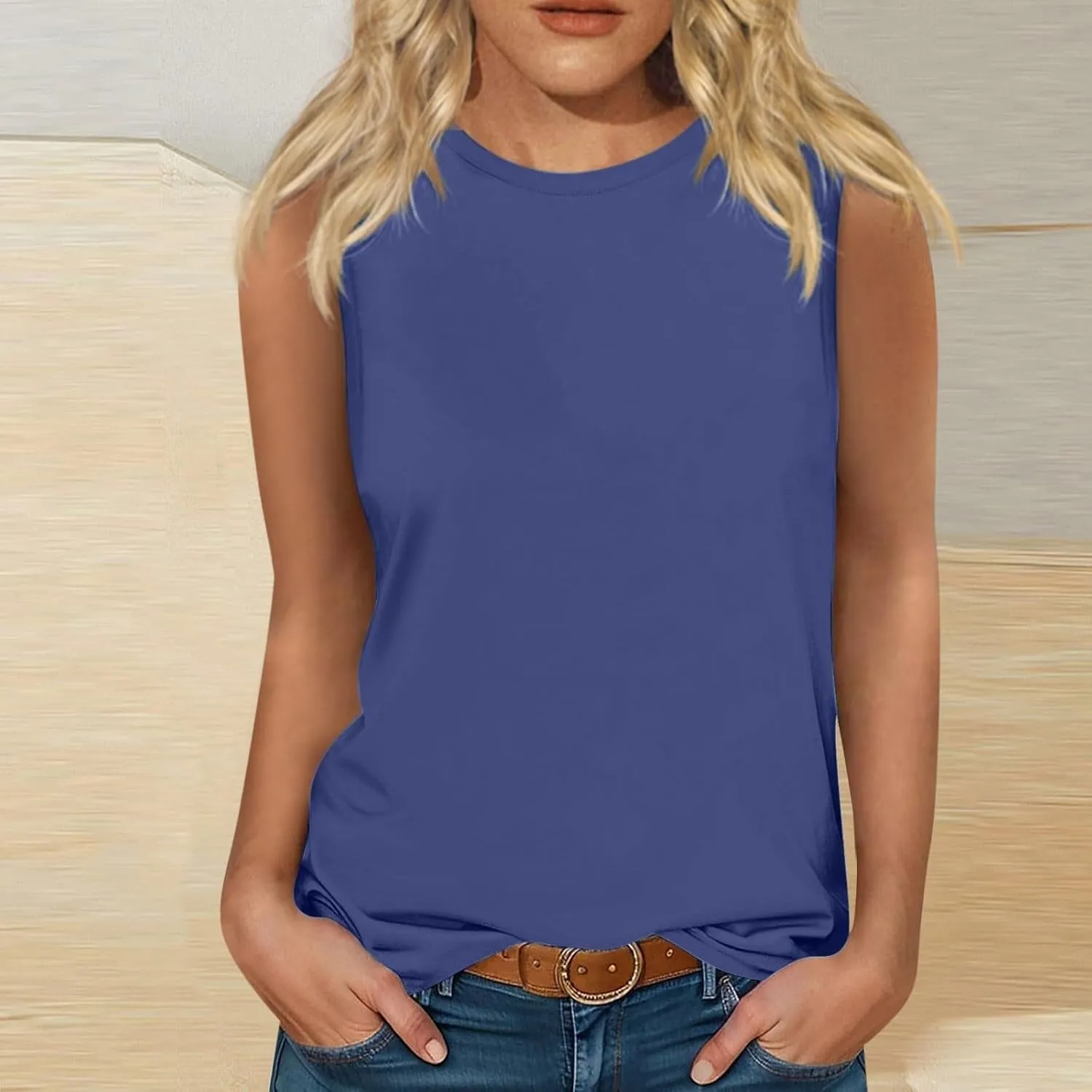 Palaver Womens Tank Tops 2025 Summer Dressy Casual Blouses Sleeveless Flowy Crewneck Basic Trendy Tunic