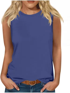Palaver Womens Tank Tops 2025 Summer Dressy Casual Blouses Sleeveless Flowy Crewneck Basic Trendy Tunic