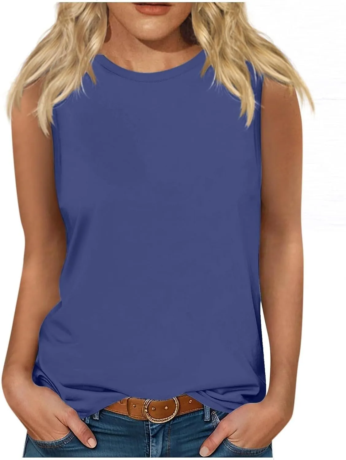 Palaver Womens Tank Tops 2025 Summer Dressy Casual Blouses Sleeveless Flowy Crewneck Basic Trendy Tunic