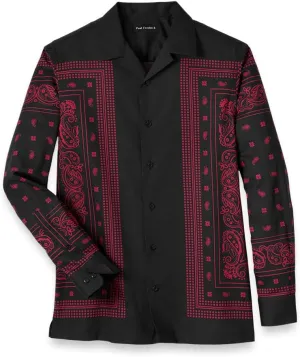 Paul Fredrick Men's Classic Fit Cotton Border Print Casual Shirt