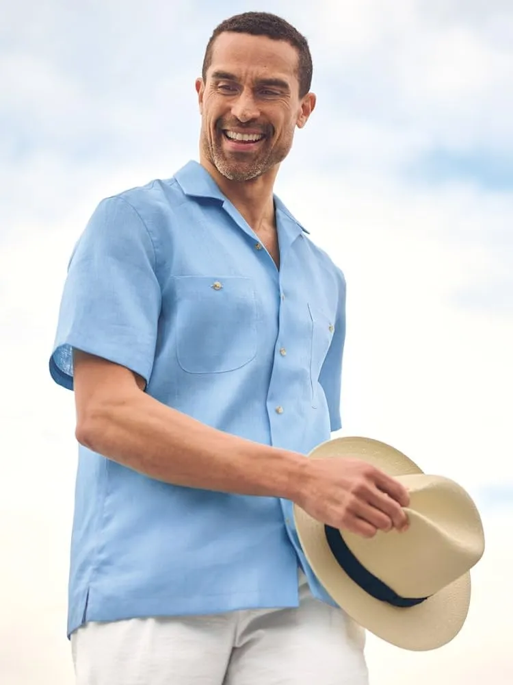 Paul Fredrick Men's Slim Fit Linen Solid Casual Shirt