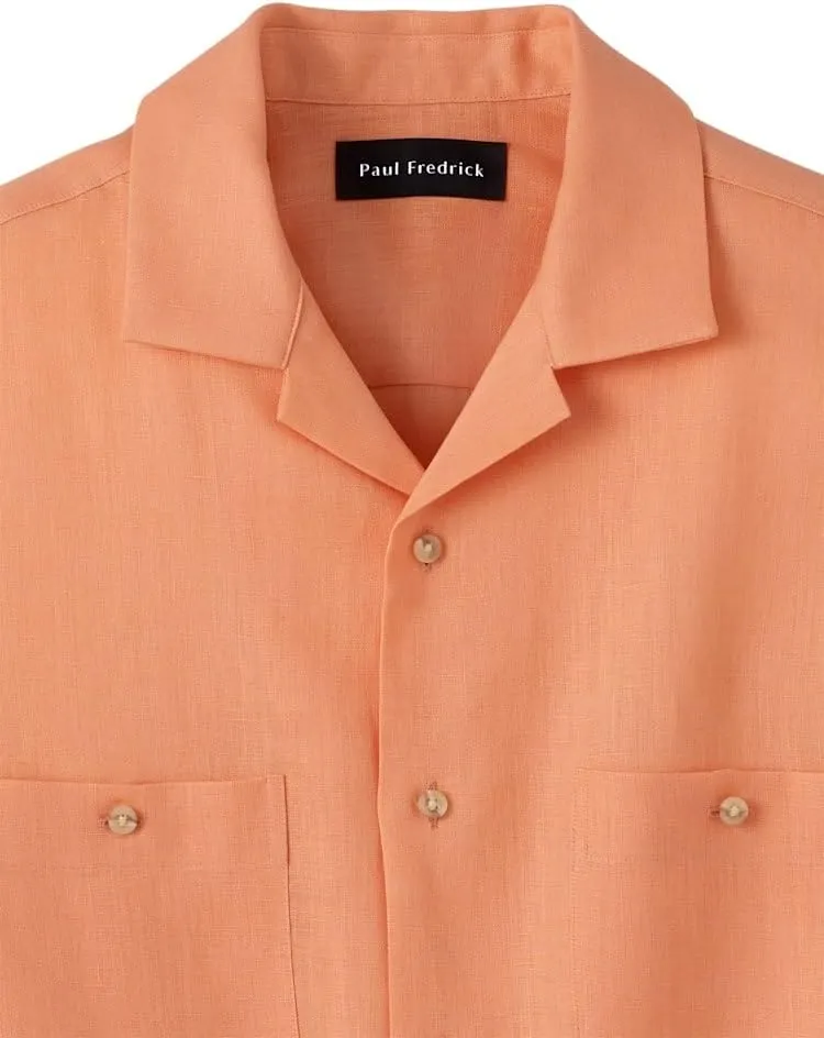 Paul Fredrick Men's Slim Fit Linen Solid Casual Shirt