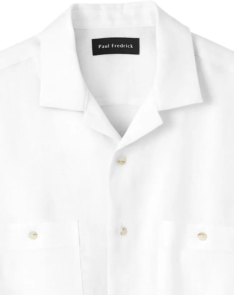 Paul Fredrick Men's Slim Fit Linen Solid Casual Shirt