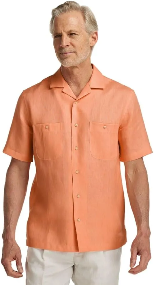Paul Fredrick Men's Slim Fit Linen Solid Casual Shirt