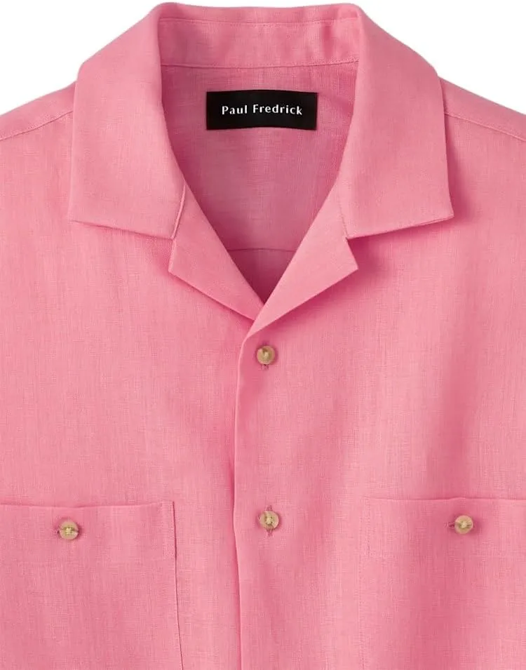 Paul Fredrick Men's Slim Fit Linen Solid Casual Shirt