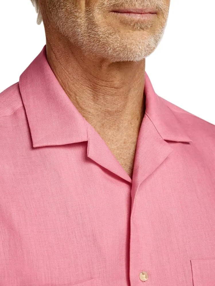 Paul Fredrick Men's Slim Fit Linen Solid Casual Shirt