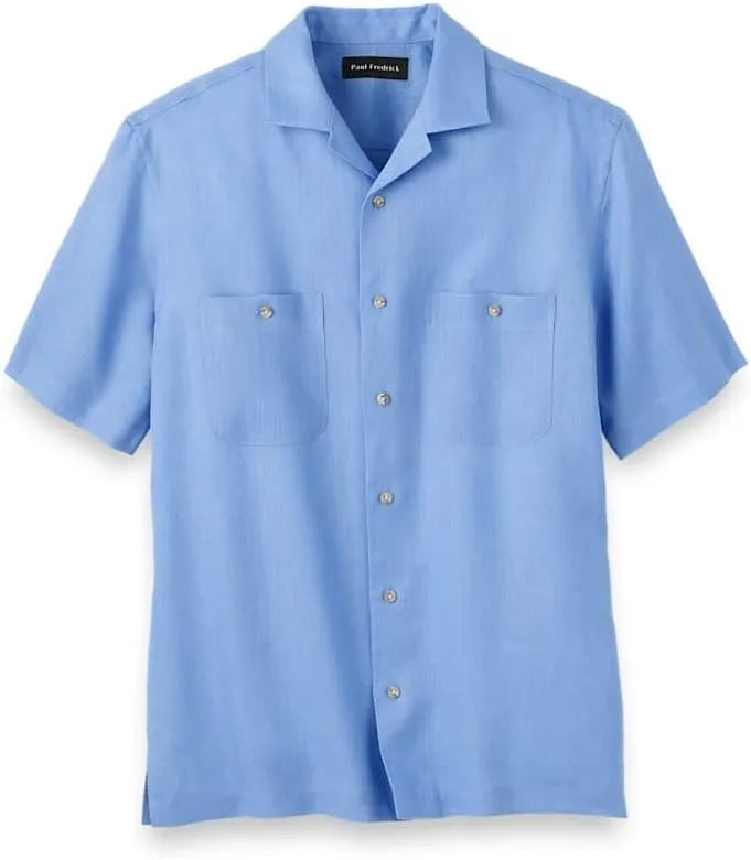 Paul Fredrick Men's Slim Fit Linen Solid Casual Shirt
