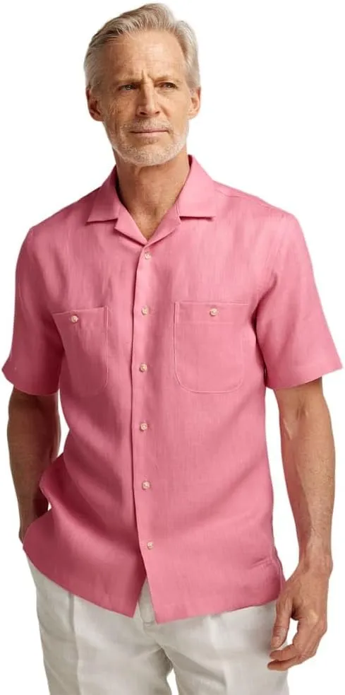 Paul Fredrick Men's Slim Fit Linen Solid Casual Shirt