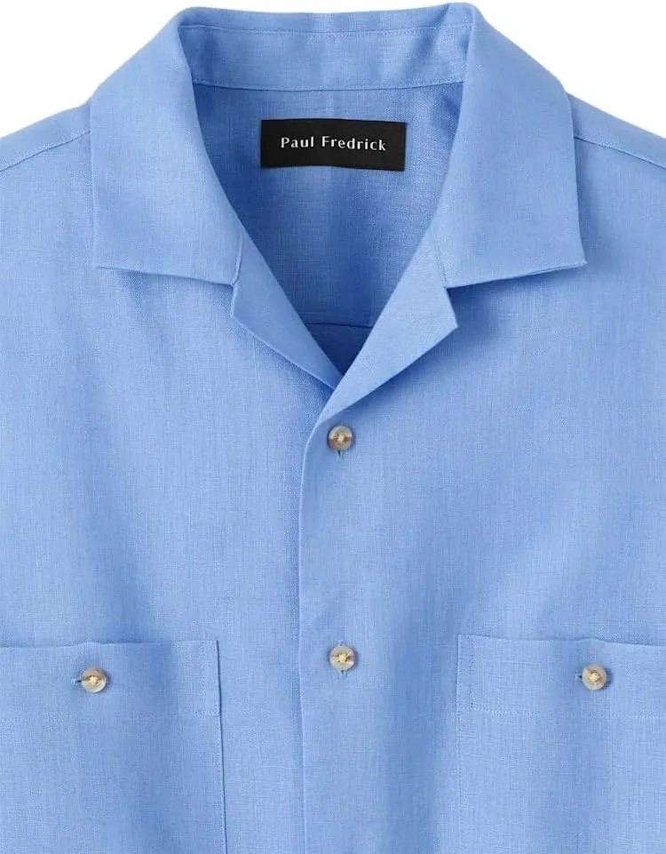 Paul Fredrick Men's Slim Fit Linen Solid Casual Shirt