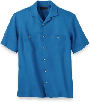 Paul Fredrick Men's Slim Fit Linen Solid Casual Shirt