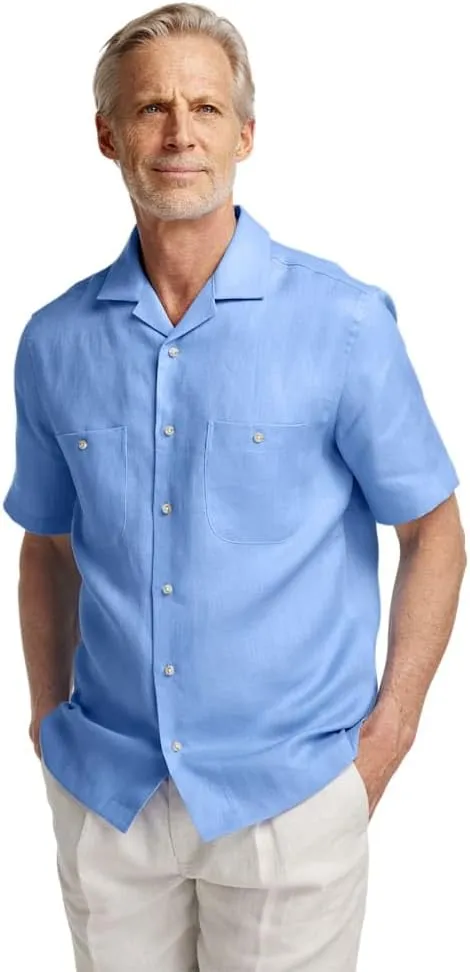 Paul Fredrick Men's Slim Fit Linen Solid Casual Shirt