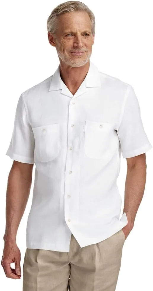 Paul Fredrick Men's Slim Fit Linen Solid Casual Shirt