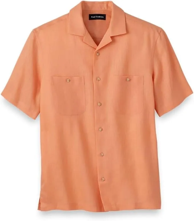Paul Fredrick Men's Slim Fit Linen Solid Casual Shirt